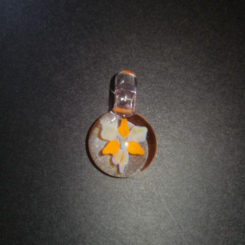Orange and Silver Flower Pendant