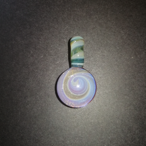 Purple and Sparkly Green Swirl Pendant