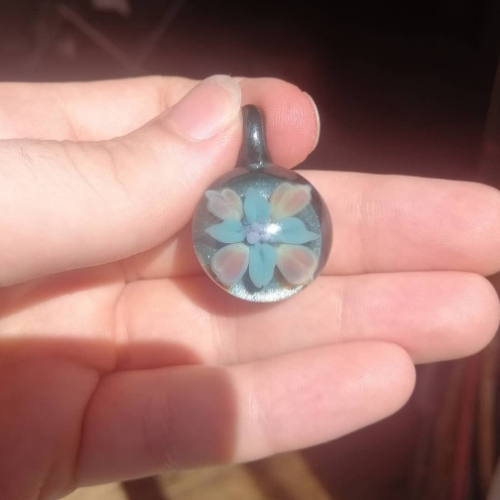 Blue and Purple Flower pendant