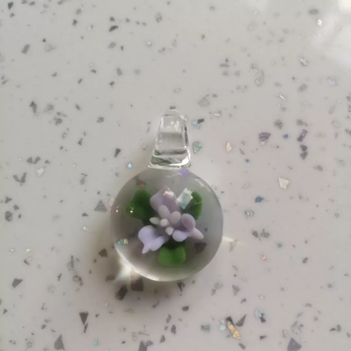 Lilac and Green Flower Pendant